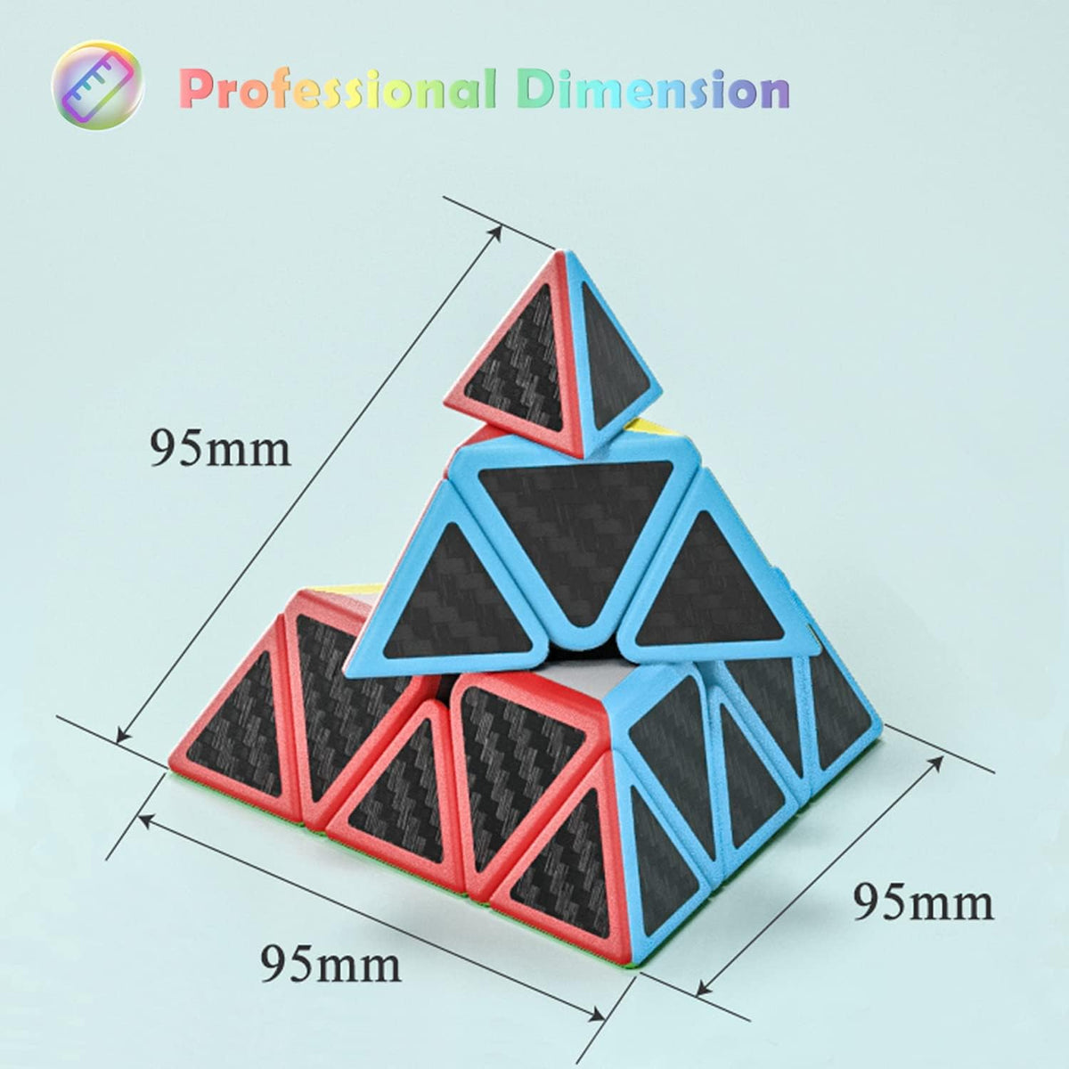 Roxenda Pyramid Speed Cube 3x3x3 Triangle Puzzle Magic Cube – Fun for Kids & Family - Pyramid Cube Carbon Fiber - image 3