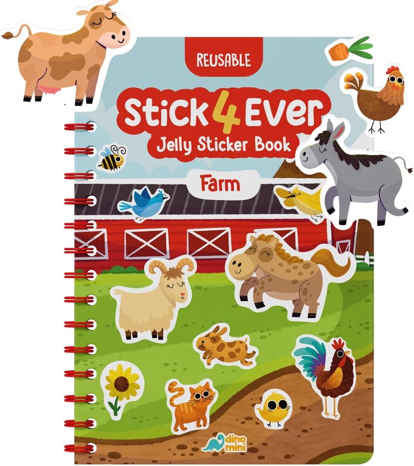 Stick4Ever Jelly Sticker Book, for Kids, Waterproof - Farm