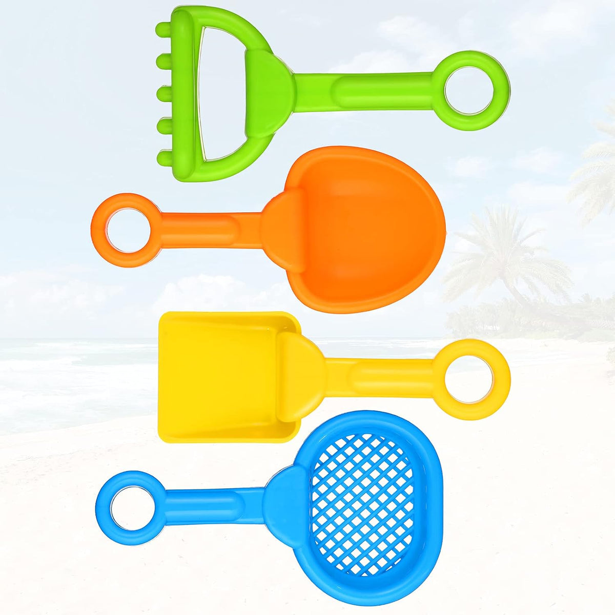 Skylety 8 Pcs Sand Shovels for Kids Beach Toys Plastic Rake Sifter - Fresh Style - image 4