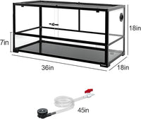 REPTIZOO 50 Gallon Large Turtle Tank Aquarium, 36"×18"×18" Tortoise Habitat Water-Land Ecological Turtle Tank with Drainage System Aquatic Aquarium, Terrarium for Tree Frogs, Salamanders
