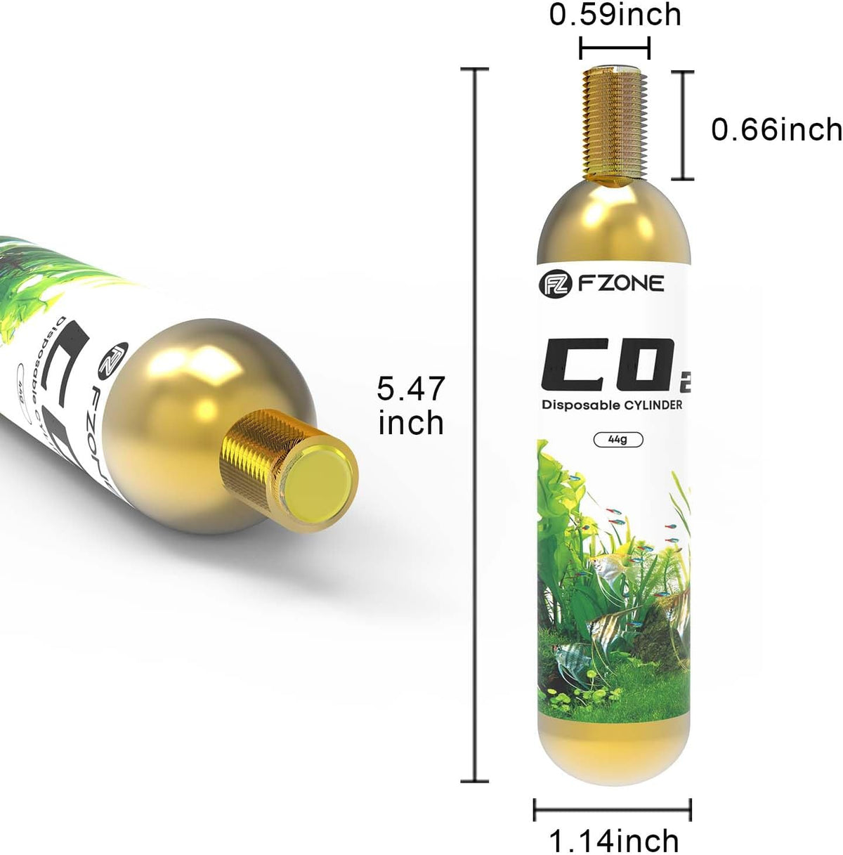 FZONE 45g Disposable CO2 Cartridges with 5/8'' Threaded Interfaces – Essentials for Fish - image 2