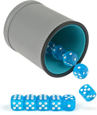 GWHOLE leather dice cup with soft lining and 10 transparent 16mm dice - view 2