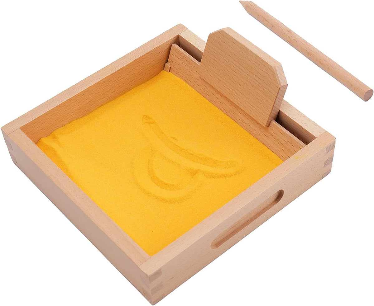Suwimut wooden Montessori sand tray with wooden pen for letter writing practice