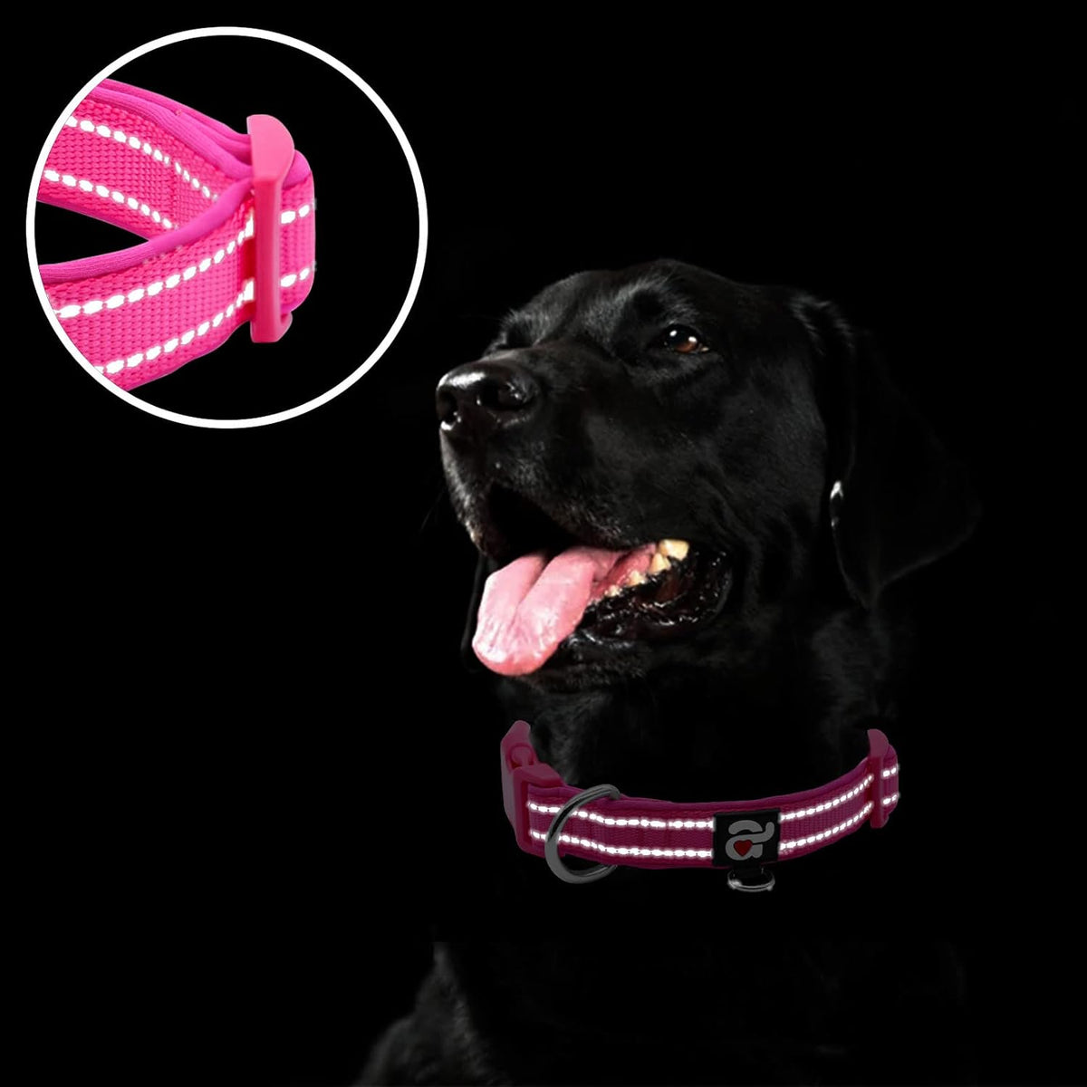 Reflective Dog Collar, Neoprene Padded Small Dog Collar, S - Small (Pack of 1) / Hot Pink - image 2