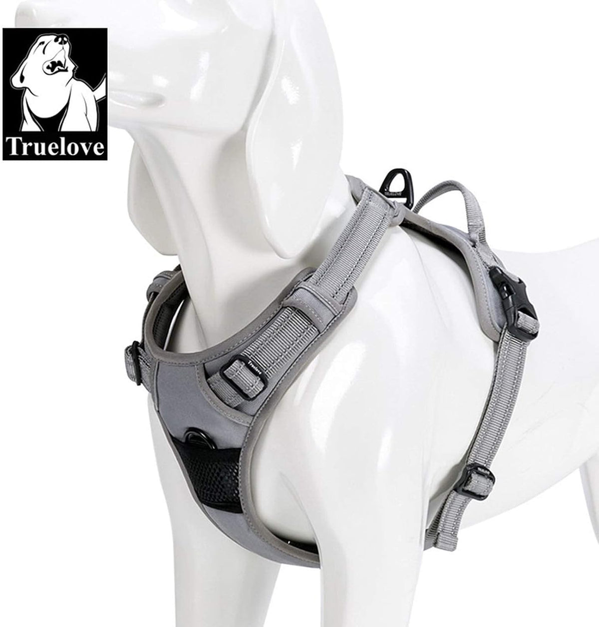 TRUE LOVE Adjustable No-Pull Dog Harness Reflective Pup Vest - XS / Gray - image 2
