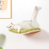Curved Cat Shelves and Perches - Wood Shelf+Green Cushion - image 2