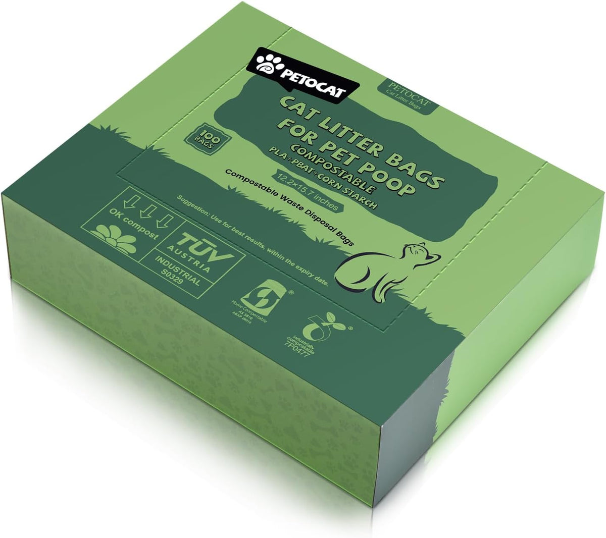 Cat Litter Bags for Poop Biodegradable Cat Waste Disposal Bag - green