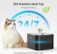 Wonder Creature Crystal Cat Water Fountain Stainless Steel Lid - Black+1 Filter+1 Sponge - image 2