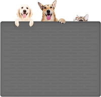 39.4"x29.5" Large Pet Food Mat, Silicone Dog Mats for Food and Water, Nonslip Pet Feeding Mats for Floors,Dog Cat Bowl Mat with Raised Edges, Dark Gray