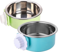 Stainless Steel Removable Pet Food Bowl - (Round) Green/Blue / 2