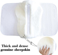 Woolous Dressage Saddle Pad, English Saddle Pad with Sheepskin Trim, Lambskin Wool Fleece Lining, Square Saddle Pad for Equestrian Riding, Comfortable & Shock Absorbing