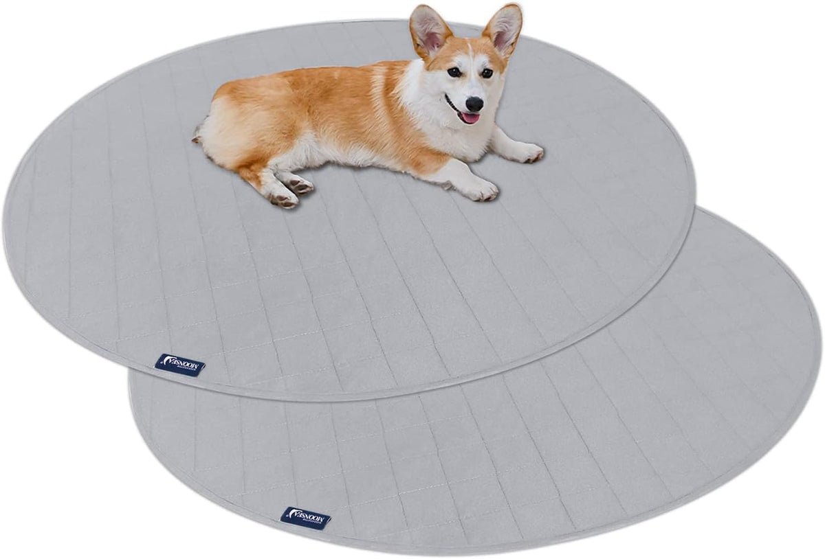 Washable Reusable Pee Pads for Dogs 2 Pack - 36" Round 2 Pack / Gray