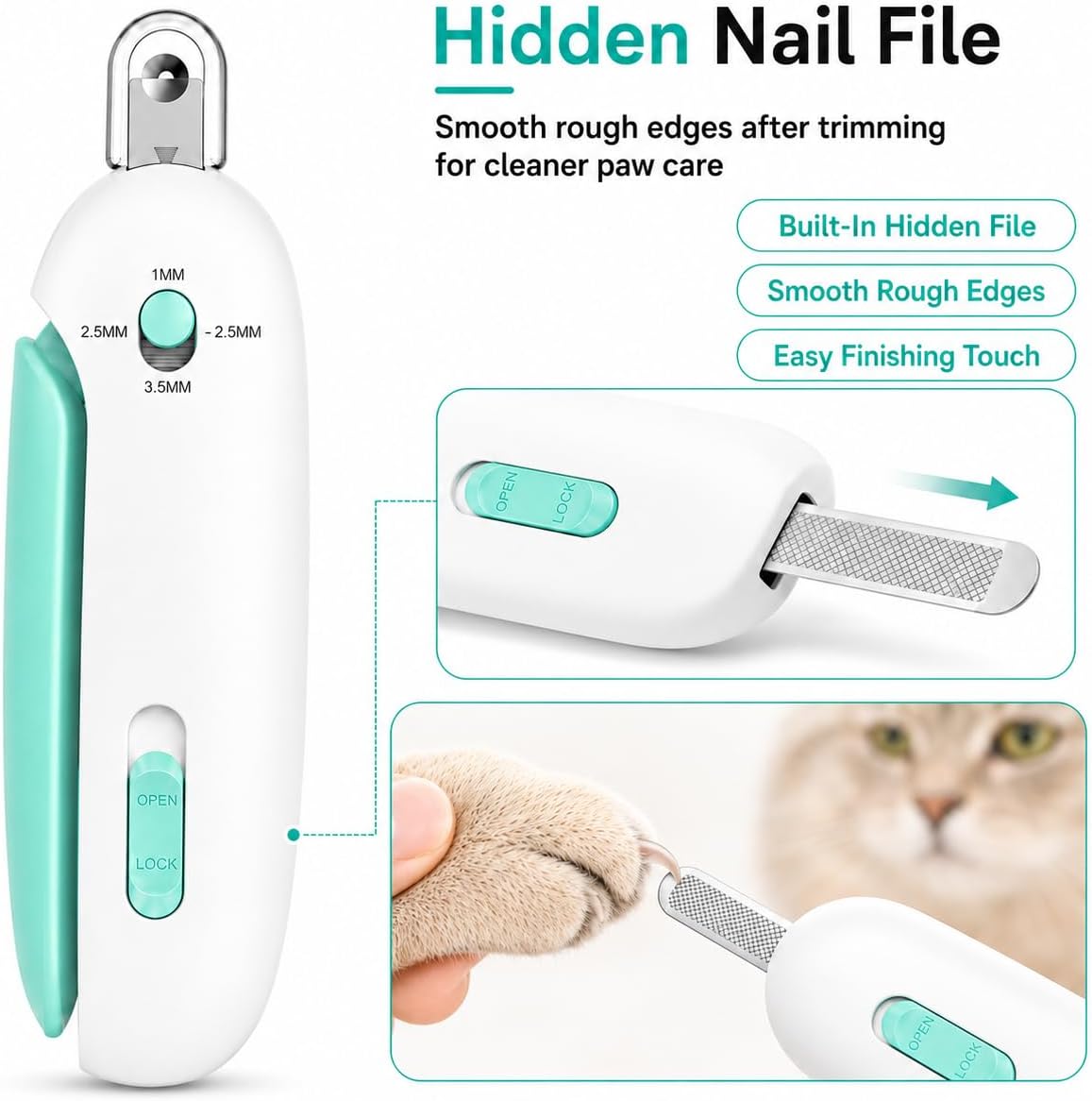 Wanheart Cat Nail Clipper, 4-Size Safety Guard - Blue - image 4