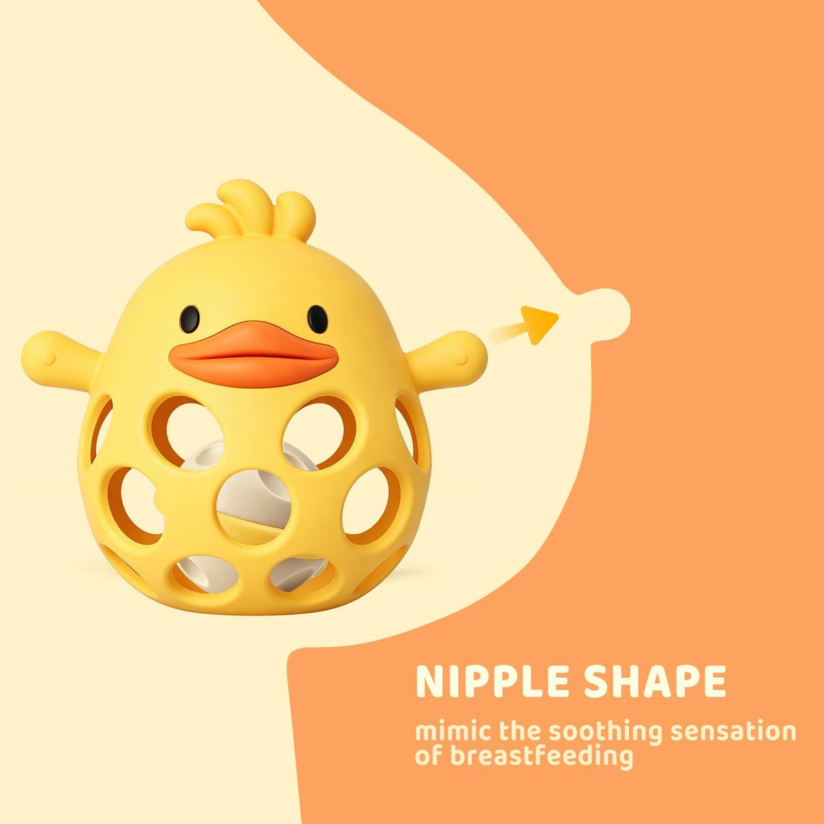 ChooKaChoo 2-in-1 Baby Teething Rattle Toy - Duckie - image 2