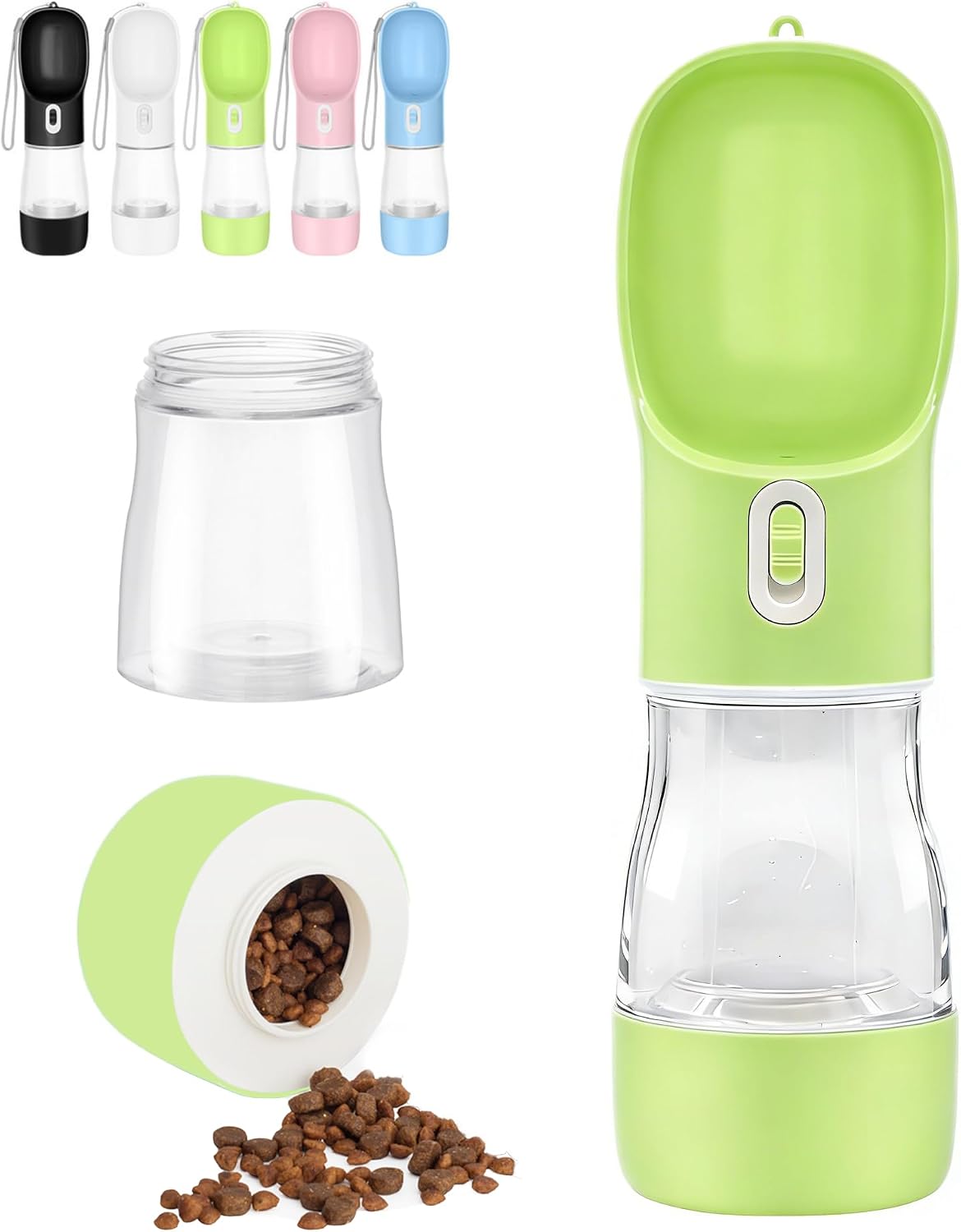 Portable Dog Water Bottle with Food Container Dishwasher Safe-Pink – Essentials for Dogs - Light Green