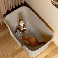 Vealind Extra Large Cat Litter Box 31''×21''×16'', Jumbo Litter Box for Big Cats or Multiple Cats, High Sided Litter Pan, Leak-Proof & Anti-Splashing, Easy Clean & Durable (Grey)