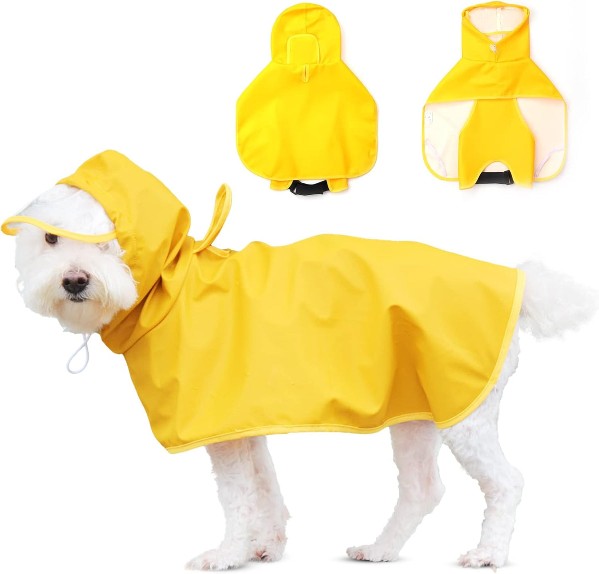 Dog Raincoat for Medium Dogs, Dog Rain Jacket with Clear Hooded - Medium(Label Size:XXL) / Yellow