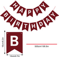 Orange Happy Birthday Banner Birthday Sign for Backdrop Happy - Burgundy - image 2