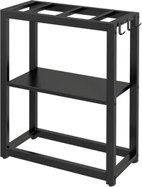 10-20 Gallon Fish Tank Stand with Storage Shelf, Aquarium Stand Measuring 24.8" W x 9.5" D x 30.1" H with Hooks,Heavy Duty Metal Turtle Reptile Tank Stand, Easy Assemble