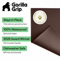 GORILLA GRIP Dog Food Mat, 100% Waterproof Silicone, 16x10 Beige – Essentials for Dogs - Brown / 26"l X 17"w - image 2