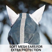 Schneiders Dura-Mesh II Fly Horse Mask with Ears | Reflective Safety Strips | 1000D Poly Vinyl Mesh | 70% UV Protection