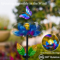 sunnylight solar wind spinner with purple petals and cracked glass ball - view 6