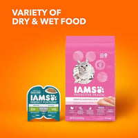 IAMS Proactive Health Adult Sensitive Digestion & Skin Dry Cat Food with Turkey, 13 lb. Bag