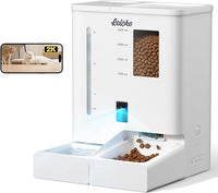 Automatic Cat Feeder with Camera,5G/2.4G WiFi Pet Feeder,2K HD Video and Night Vision,Easy APP Operation,Low Food and Food Clogging APP Tips,Water and Grain Large Capacity Feeder