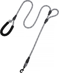 Plutus Pet Rope Dog Leash with Double Handles, Reflective - Rope-Gray