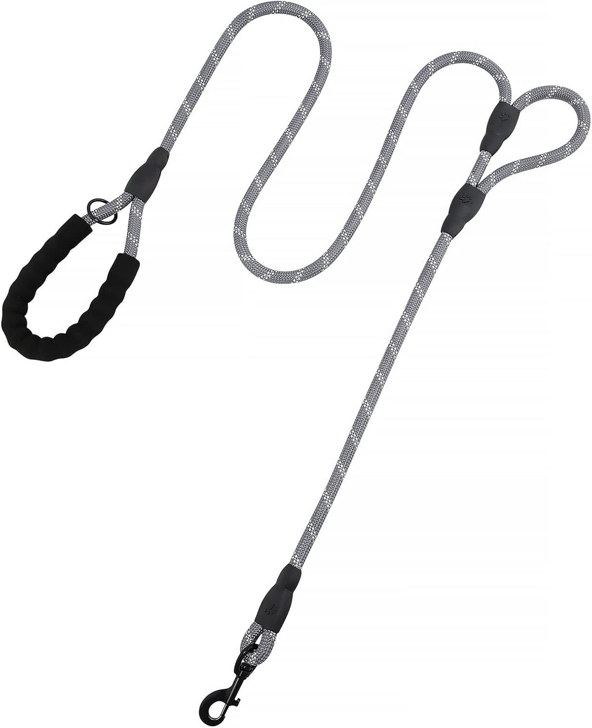 Plutus Pet Rope Dog Leash with Double Handles, Reflective - Rope-Gray