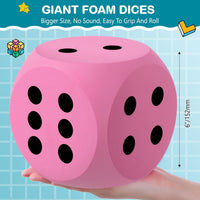 Shappy 6 Inch Foam Dice Big Dice Jumbo Large Cube, 1 Pc - Pink / 1 - image 2
