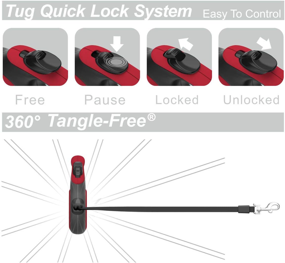 TUG Original Retractable Dog Leash - Red / Medium - image 3