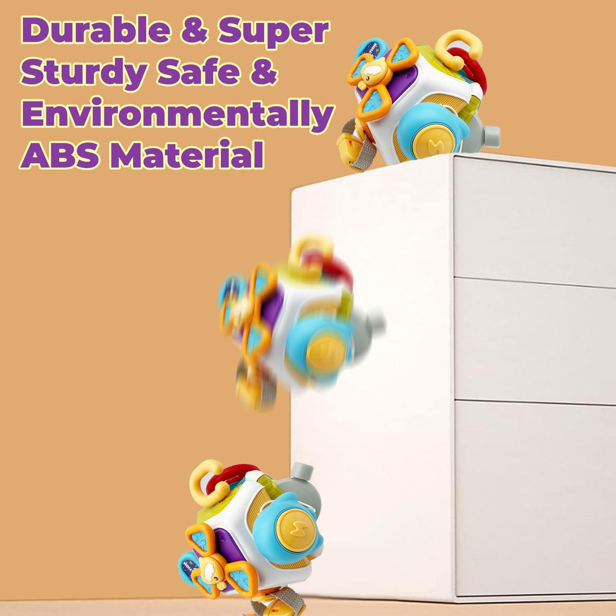 WYCYJU 10-sided busy cube for toddlers with spinner, steering wheel, gears and shift lever - view 6