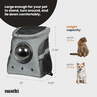 Cat Backpack Carrier, Airline Approved, Space Capsule Bubble Design, Ideal for Cats & Dogs up to 28-35 lbs, with Strong Straps, Safety Zippers, Mesh, Comfortable for Hiking & Travel (Grey)