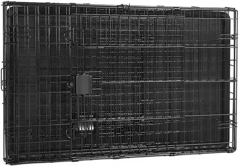 Amazon Basics Portable, Foldable Metal Wire Small Dog Crate with Removable Tray, Divider Panel - 36.0"L x 23.0"W x 25.0"H / Double Door w/ Divider - image 4