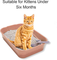 Kitty Litter Box Starter Kit - Small Cat Litter Pan Without Lid, Litter Mat, Scoop and Bowl for Kitten Within 3 Months (PinkScoop Set)