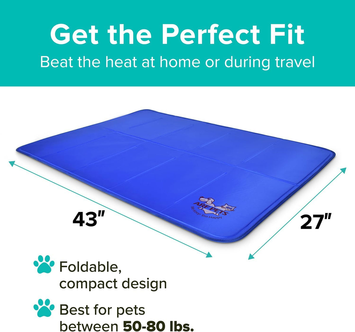 Arf Pets Dog Cooling Mat, Solid Gel Self-Cool Pad - 27 x 43 - image 2