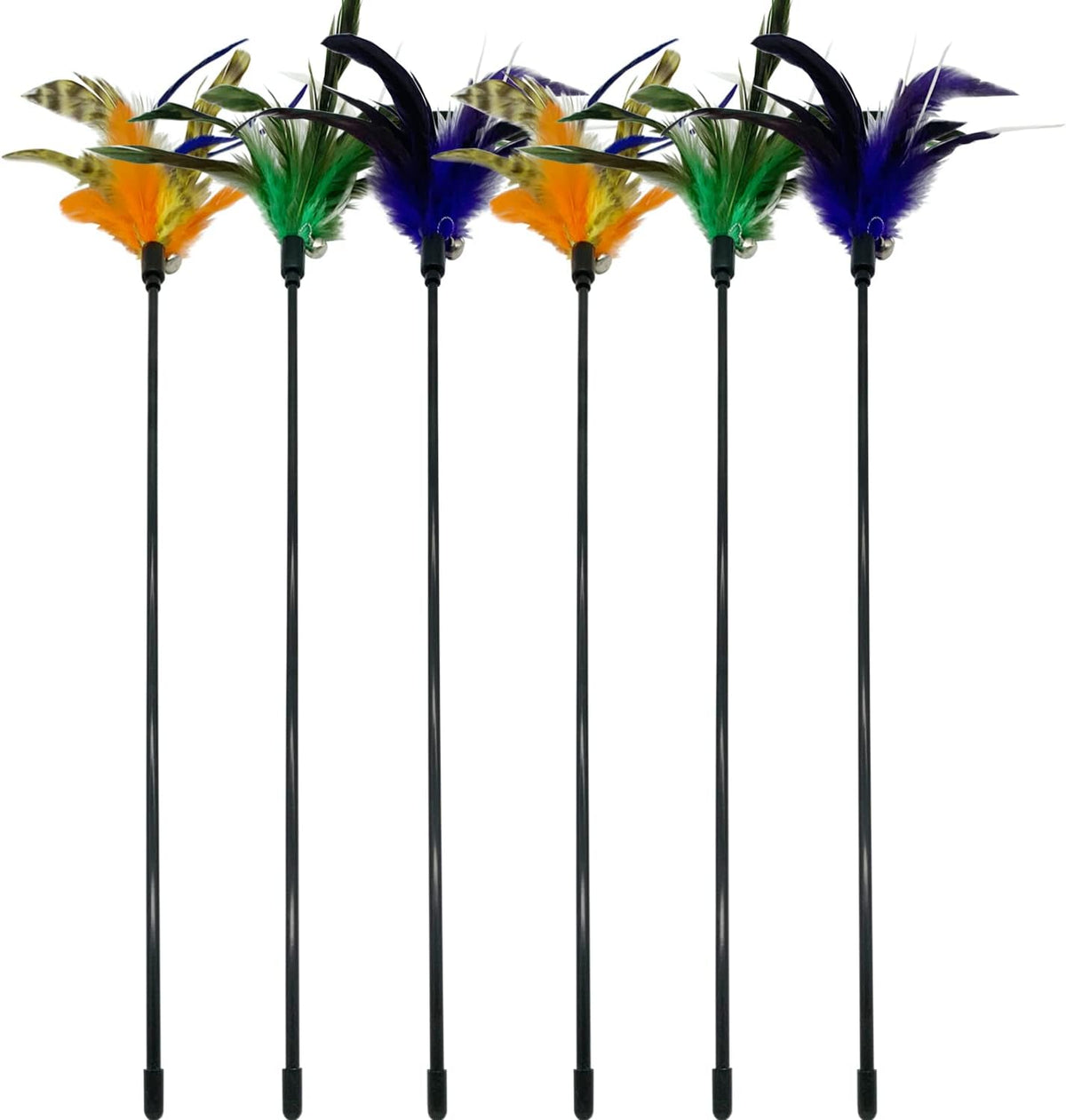 CATENAS 6 PCS Feather Stick Cat Toys - C-6 Pack Cat Wand Toys