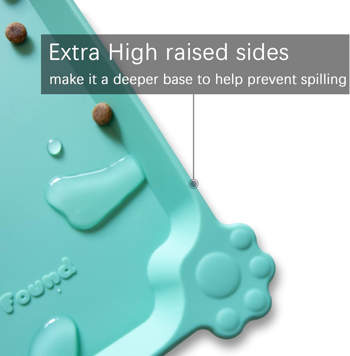 Hoki Found -Waterproof Pet Feeding Mats with High Lips - 22"L x 14"W / CoolMint - image 2
