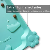 Hoki Found X-Large Silicone Non Slip Pet Food Mats - Silicone Pet Proof Bowls - Waterproof & Easy to Clean - For Dogs & Cats - Cool Mint