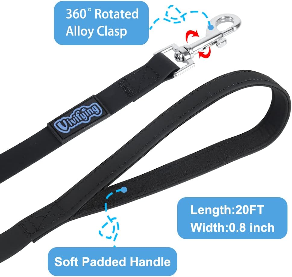 Vivifying Waterproof Long Dog Leash - 20ft / Black - image 2