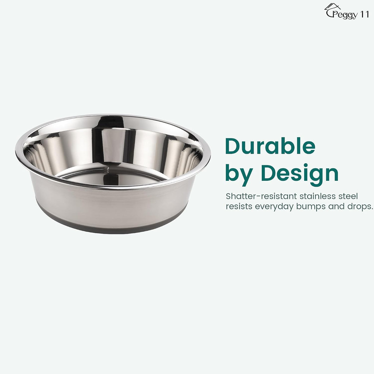 Nonslip Stainless Steel Dog Bowls, 3.8 US Cup Each - 5.7 Cup - image 3