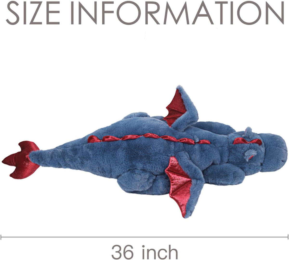 ARELUX Large 36in Cute Dragon Stuffed Animals Plush Toy Soft Matcha - Blue / 36inch - image 2