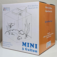 Level One Pets 3 Gallon Mini Aquarium Kit - Includes Duo 2 in 1 Submersible Filter with LED Light