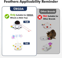ORSDA Cat Laser Toy, 2-in-1 Interactive Automatic Motion Activated Moving 8 Holes Whack A Mole - Various Refills Feathers (12 Count) - image 2