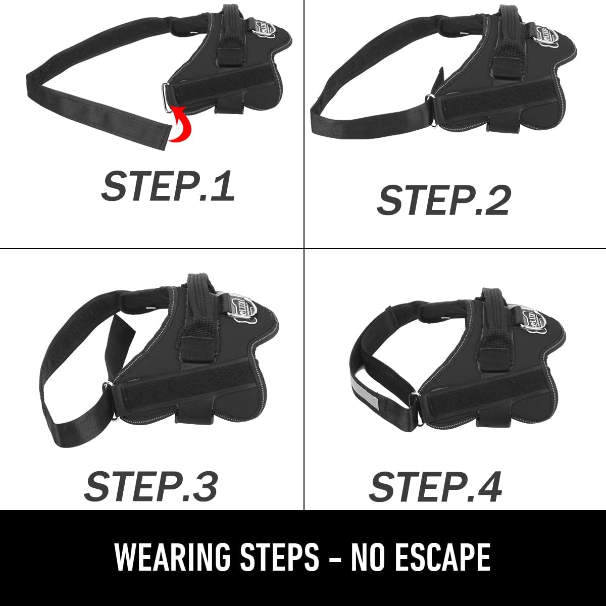 Bolux Dog Harness, No-Pull Reflective Dog Vest - X-Large (Pack of 1) / Black - image 3