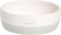 Pearhead Ceramic Dog Bowl, Woof Speckled Pet Food & Water Dish - Gray Bone Appetit Bowl / Small
