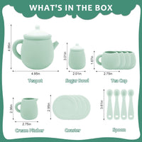 MCGMITT Silicone Tea Party Set, Toy Tea Set for Toddlers Kids - Green - image 3