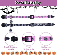 PUPTECK Halloween Cat Collar Breakaway with Bells, Kitten Outfit – Essentials for Cats - Black&Purple / NECK (7.87"-11.8") - image 4
