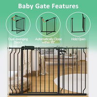 ALLAIBB Extra Wide Pressure Mounted Baby Gate Walk Through Child Kids Safety Toddler Tension Black Long Large Pet Dog Gates with Extension for doorways Kitchen (52.76-62.2"/134-158cm, Black)
